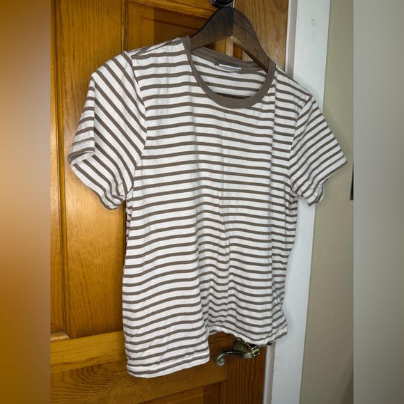 Frank & Oak Brown and White Striped Tee - Picture 2 of 5
